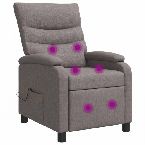 Massage lænestol med recliner og 6 massagepunkter - gråbrun stof