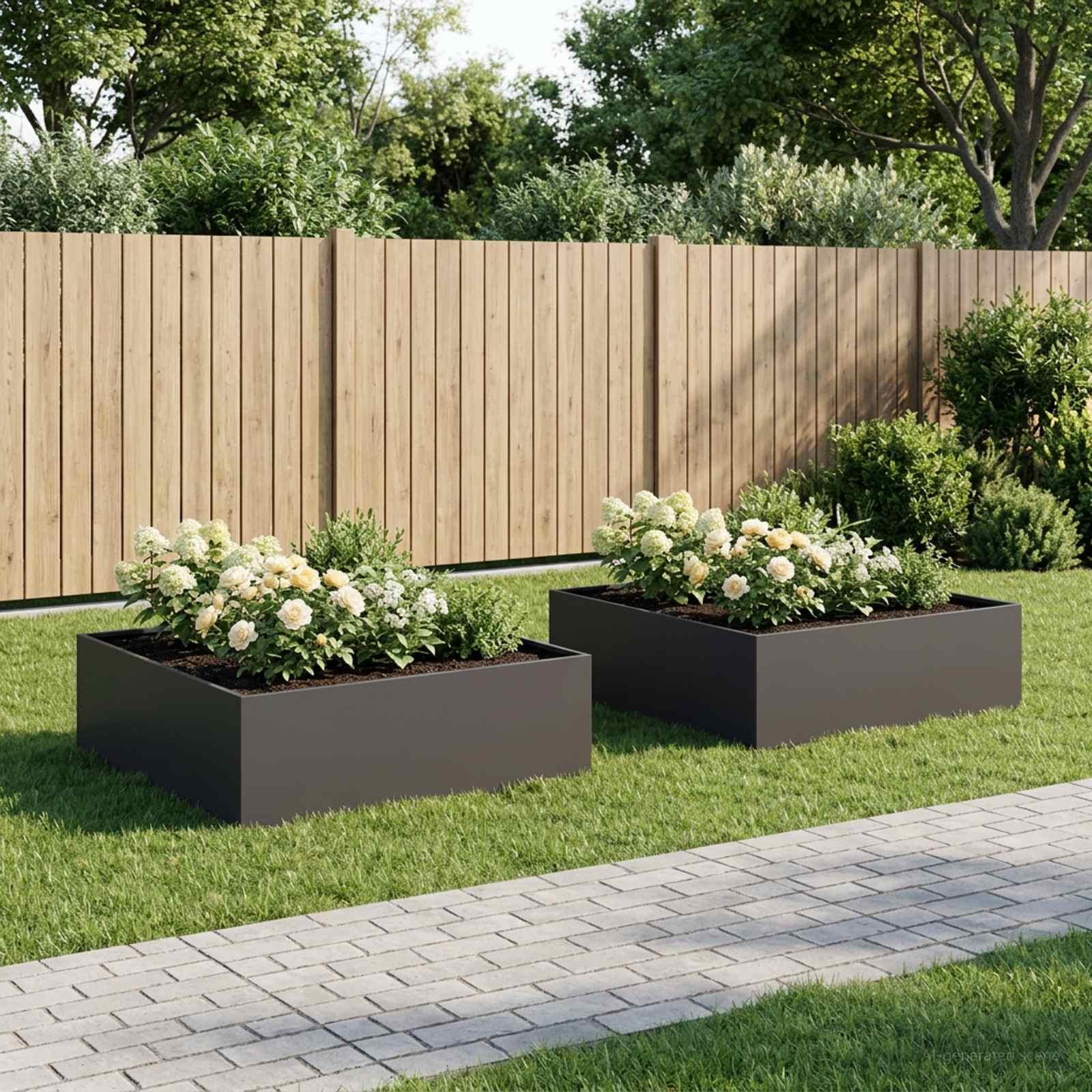 Have blomsterkrukke 2 stk. sort 100 x 100 x 30 cm