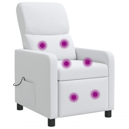 Recliner lænestol i hvidt stof med massagefunktion