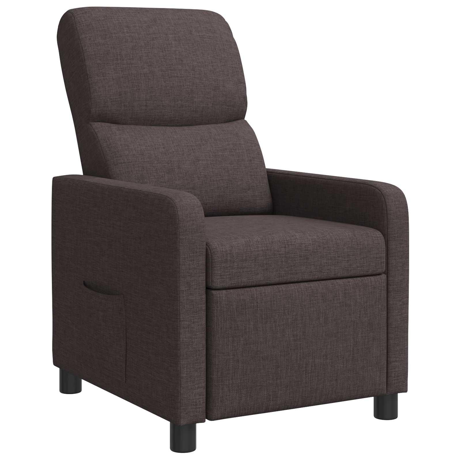 Recliner lænestol med massage i mørk brun stof