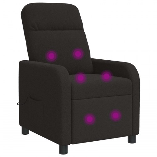 Massage lænestol i sort bouclé med recliner og 6 massagepunkter