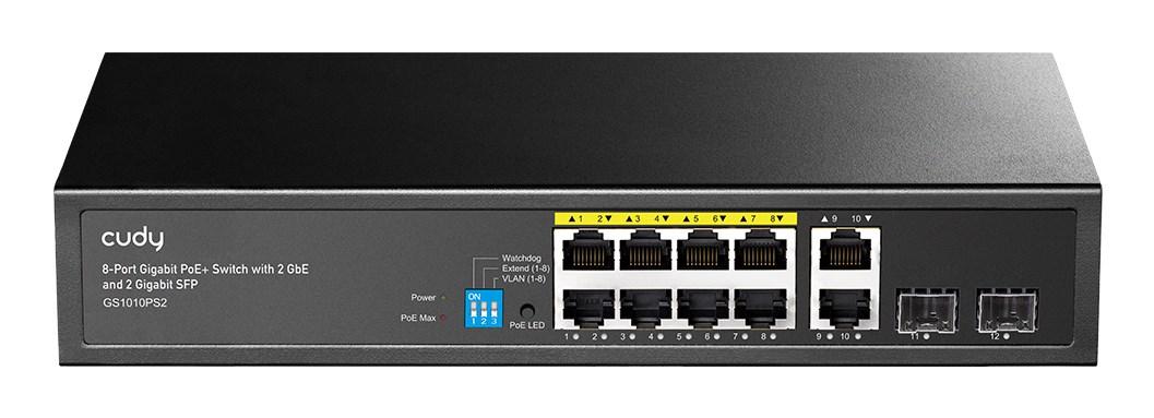 Cudy GS1010PS2 8-Port Gigabit PoE+ Switch with 2 GbE and 2 Gigabit SFP