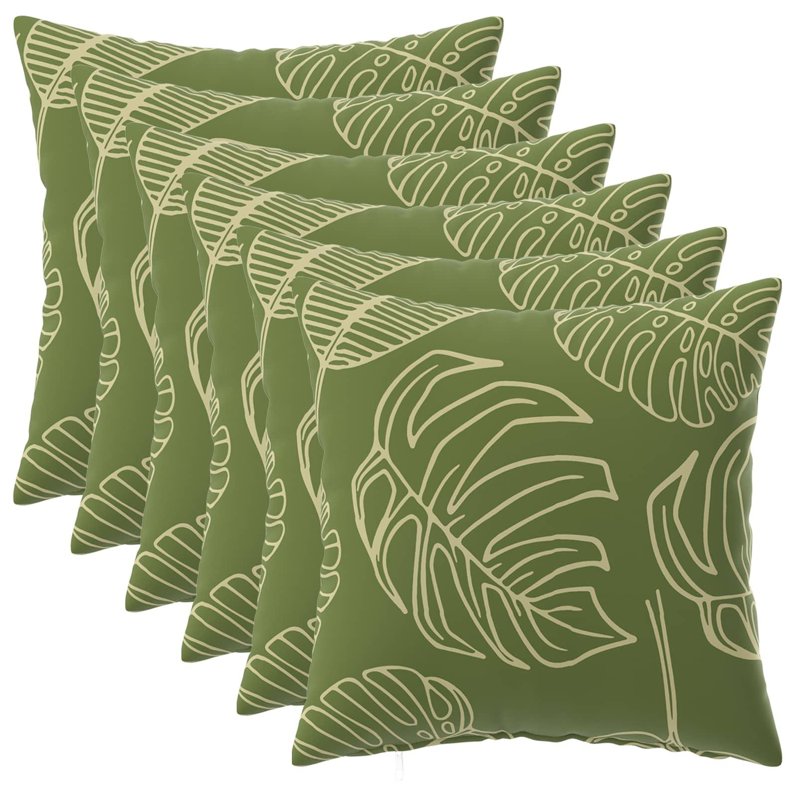 Pudebetræk HEERLEN 6 stk med bladdesign 40 x 40 cm i polyester