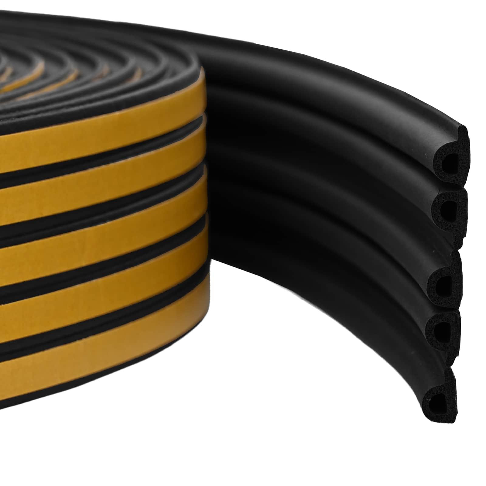 Selvklæbende vinduestætningsbånd sort 9 x 6 mm 50 m i EPDM-skum
