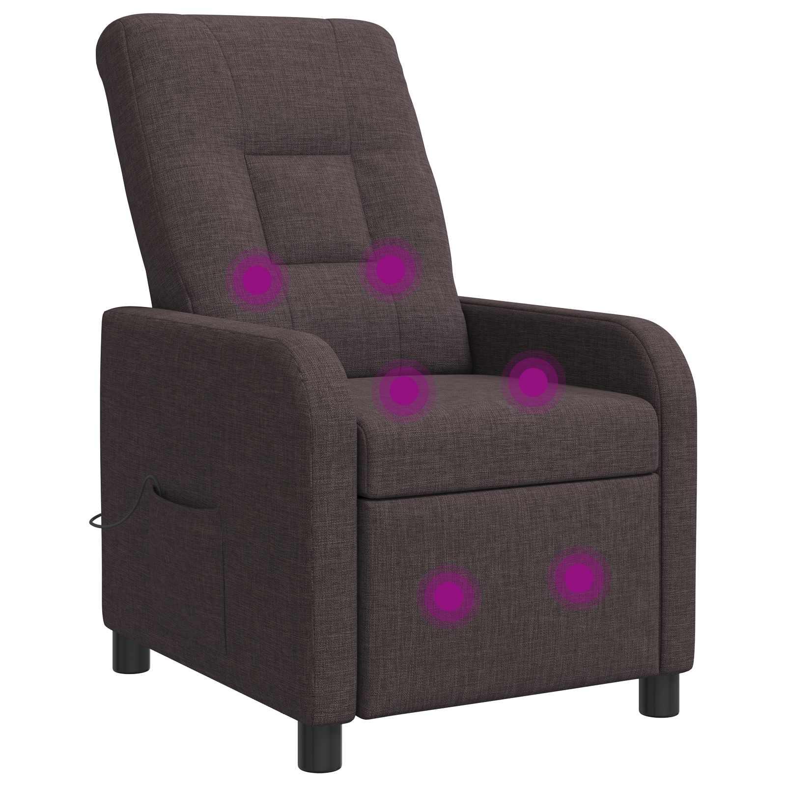 Massage lænestol med recliner og USB-massagefunktion - mørk brun stof