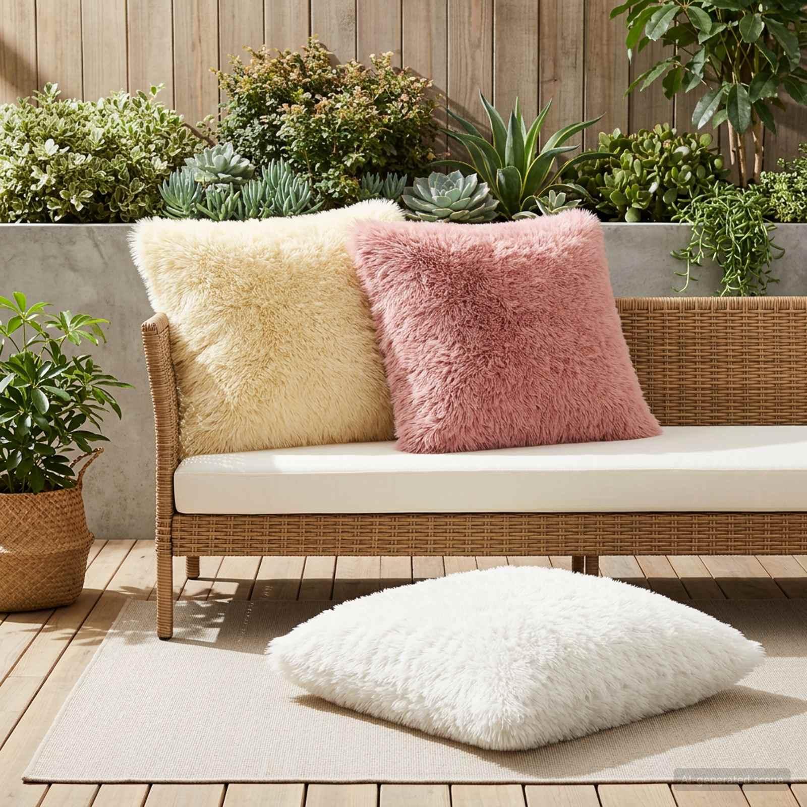 Pudebetræk 2 stk HEERLEN cremefarvet 65 x 65 cm i PV fleece