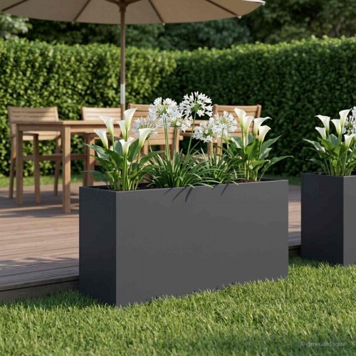 Have blomsterkrukke antracit 100 x 30 x 40 cm i koldvalset stål
