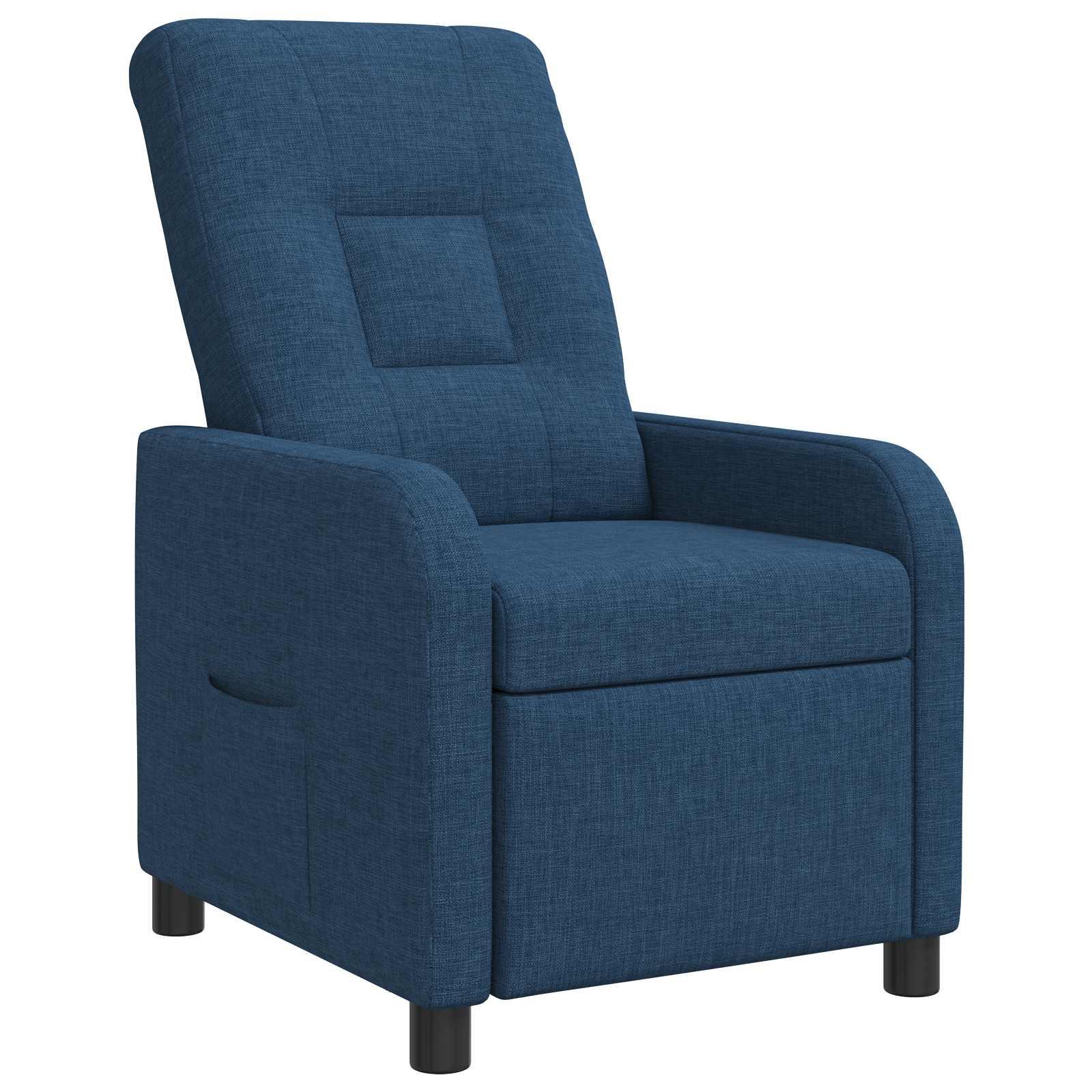 Recliner lænestol i blå stof med fodstøtte