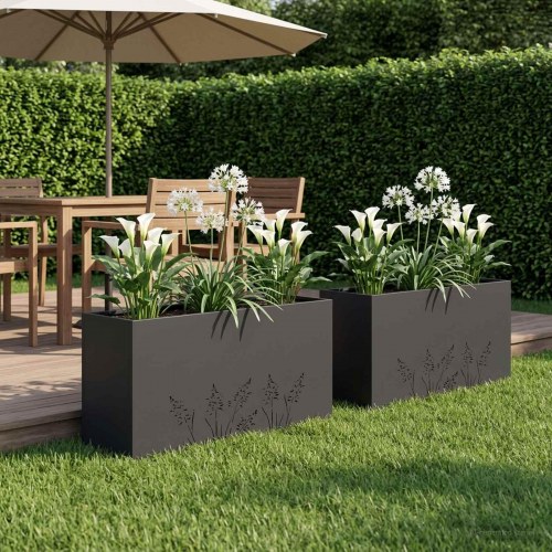 Blomsterkrukke 2 stk. sort 100 x 30 x 49 cm