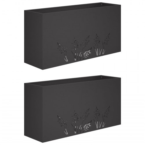 Blomsterkrukke 2 stk. sort 100 x 30 x 49 cm