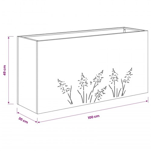 Blomsterkrukke 2 stk. sort 100 x 30 x 49 cm