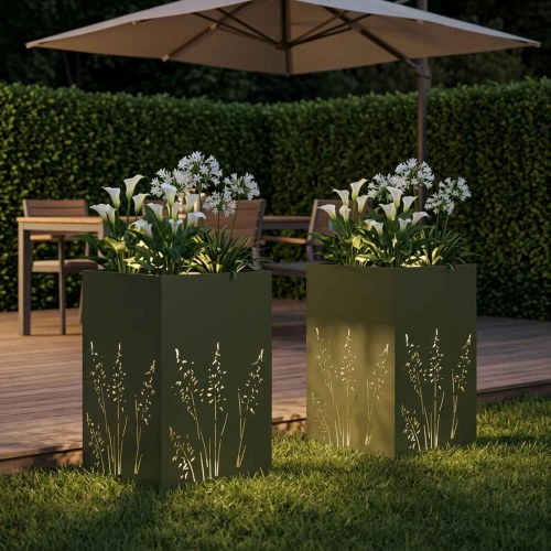 Have blomsterkrukke 2 stk. olivengrøn 50 x 50 x 75 cm