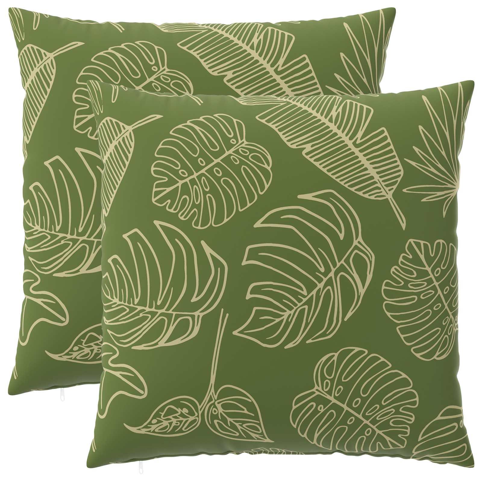 Pudebetræk 2 stk HEERLEN med bladmønster 65 x 65 cm i polyester
