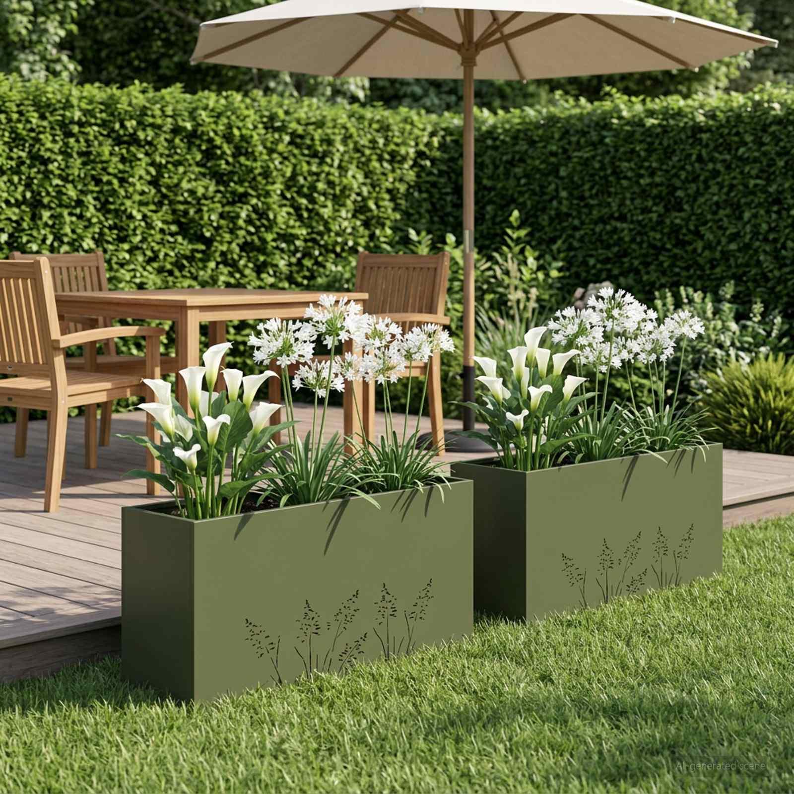 Blomsterkrukke 2 stk. olivengrøn 100 x 30 x 49 cm