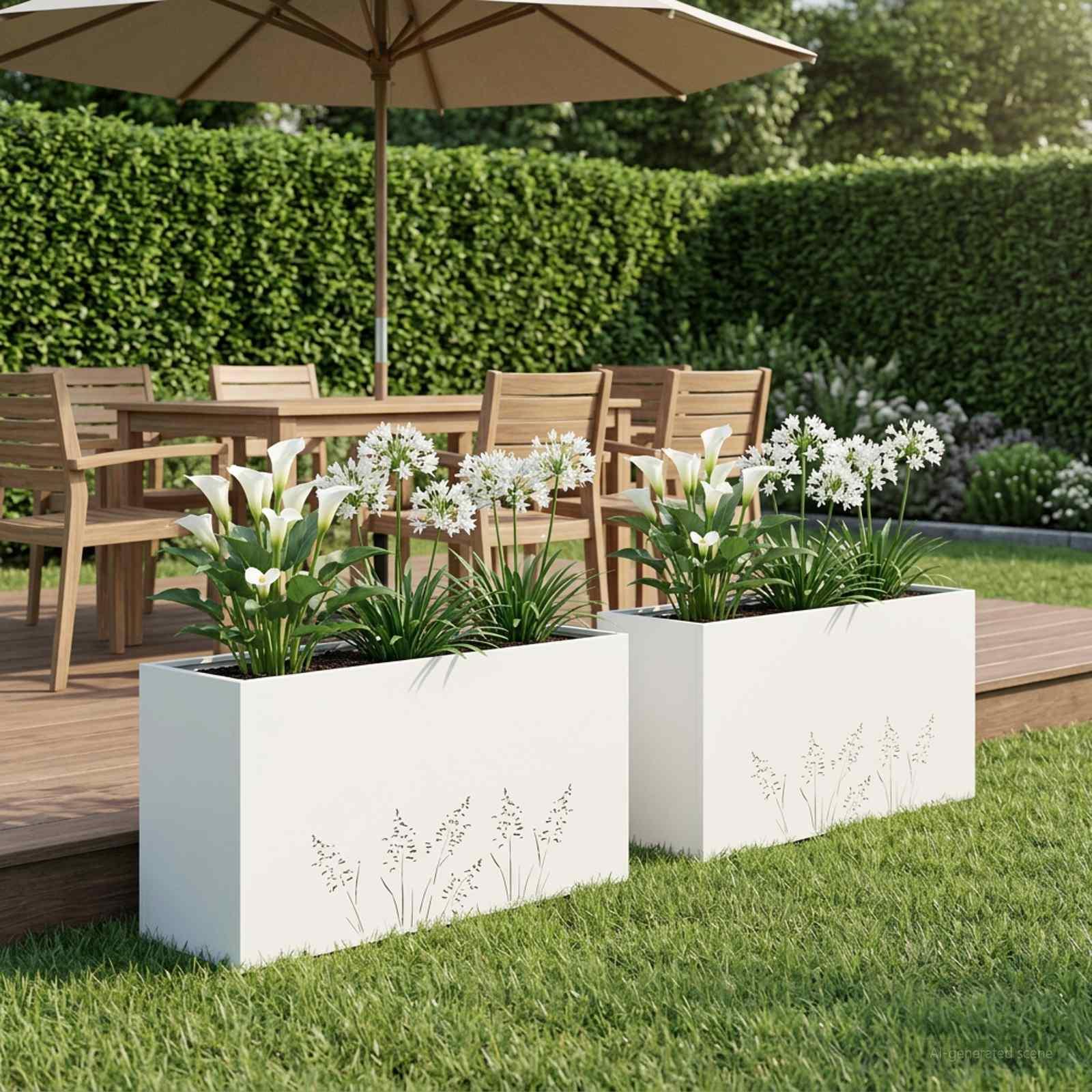 Have blomsterkrukke 2 stk. hvid 100 x 30 x 49 cm