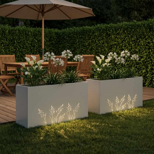 Have blomsterkrukke 2 stk. hvid 100 x 30 x 49 cm