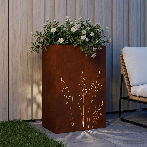 Rektangulær blomsterkrukke i cortenstål 50 x 30 x 75 cm