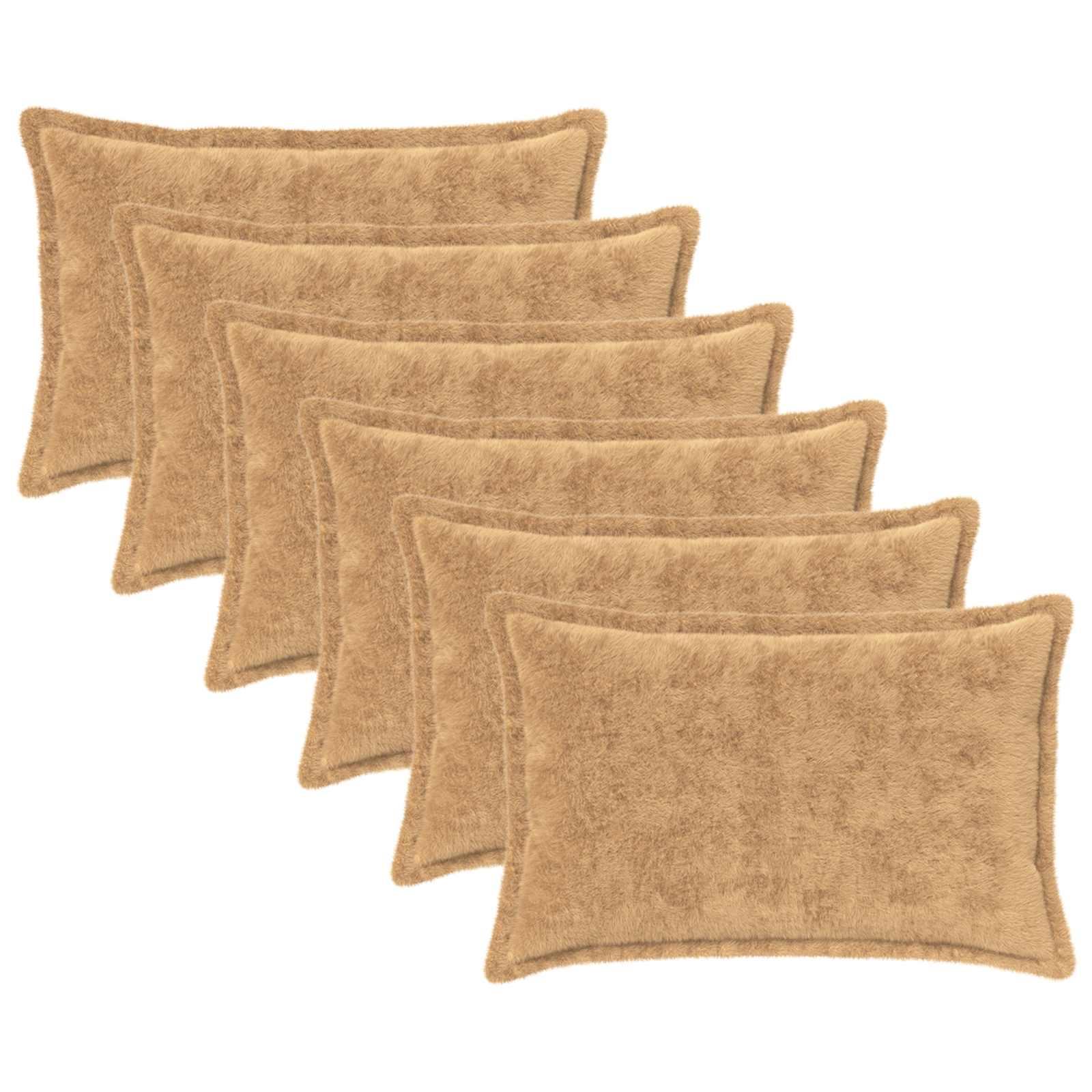 Pudebetræk 6 stk. HOUTEN gråbrun 30 x 50 cm i faux kaninpels