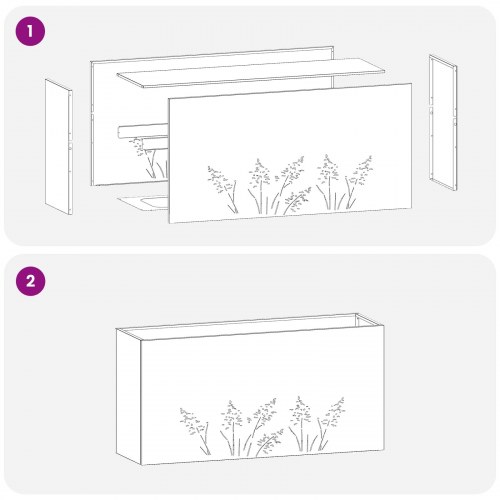Blomsterkrukke 2 stk. antracit 100 x 20 x 49 cm