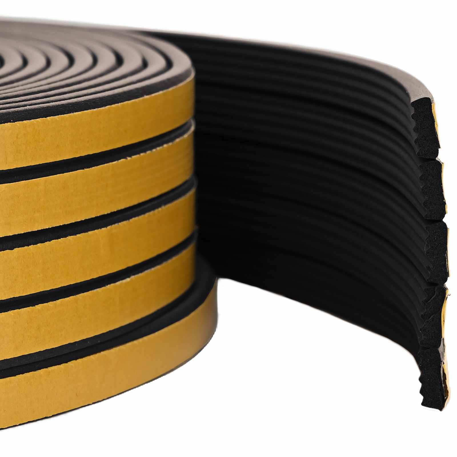 Selvklæbende vinduestætningsbånd sort 10 x 4 mm 25 m EPDM-skum