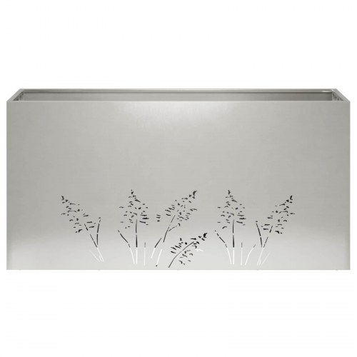 Blomsterkrukke i rustfrit stål 100 x 20 x 49 cm - sølv