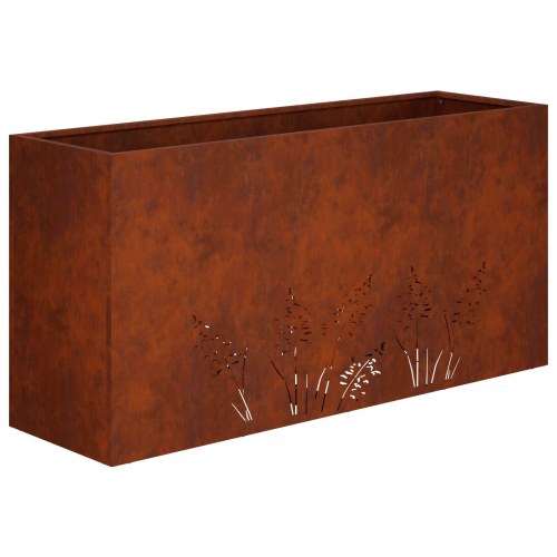 Blomsterkrukke i cortenstål 100 x 30 x 49 cm - rusten havekrukke