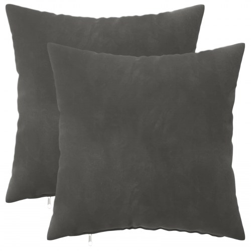 Pudebetræk HEERLEN 2 stk mørkegrå 40 x 40 cm i fløjl
