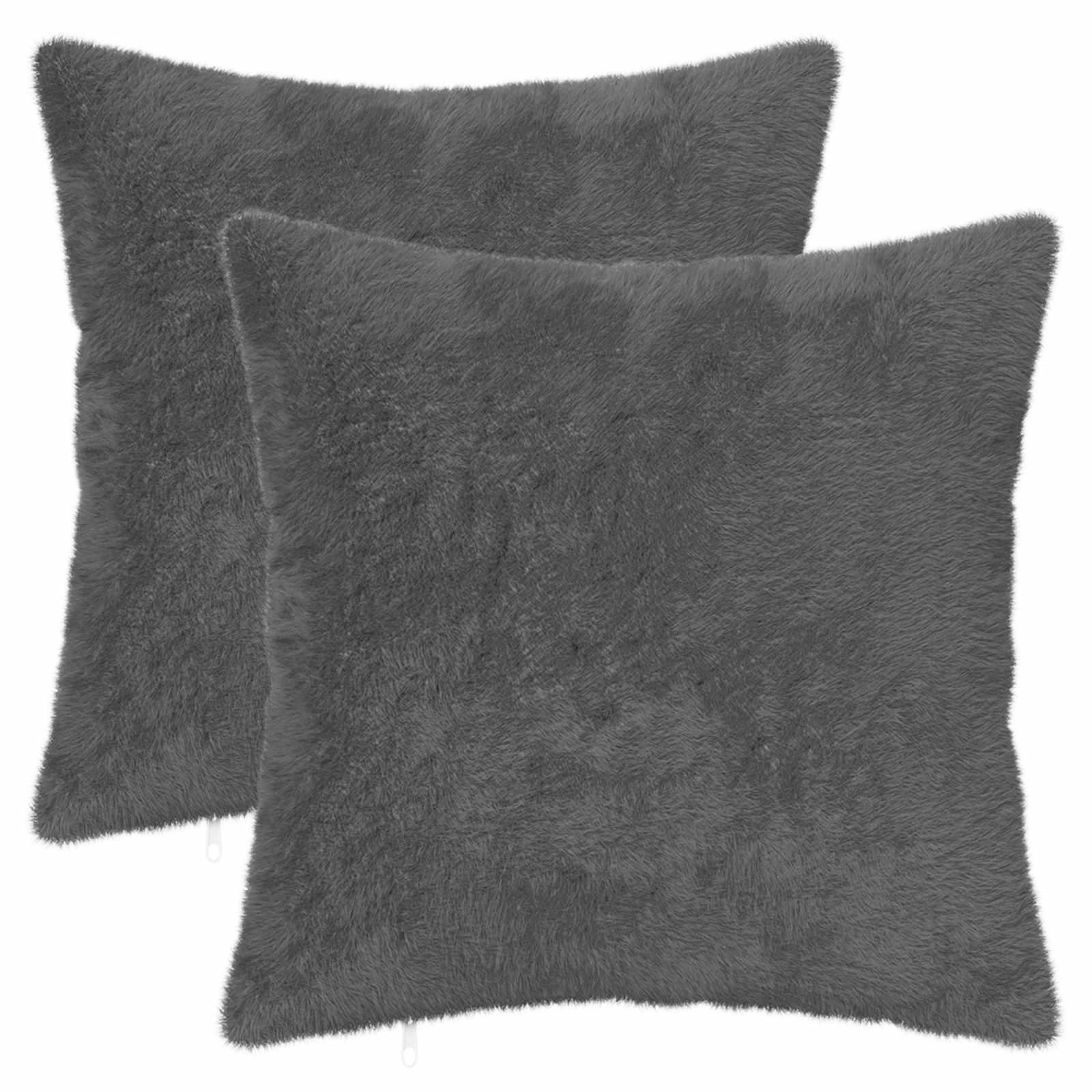 Pudebetræk 2 stk. HEERLEN mørkegrå 35 x 35 cm i faux kaninpels