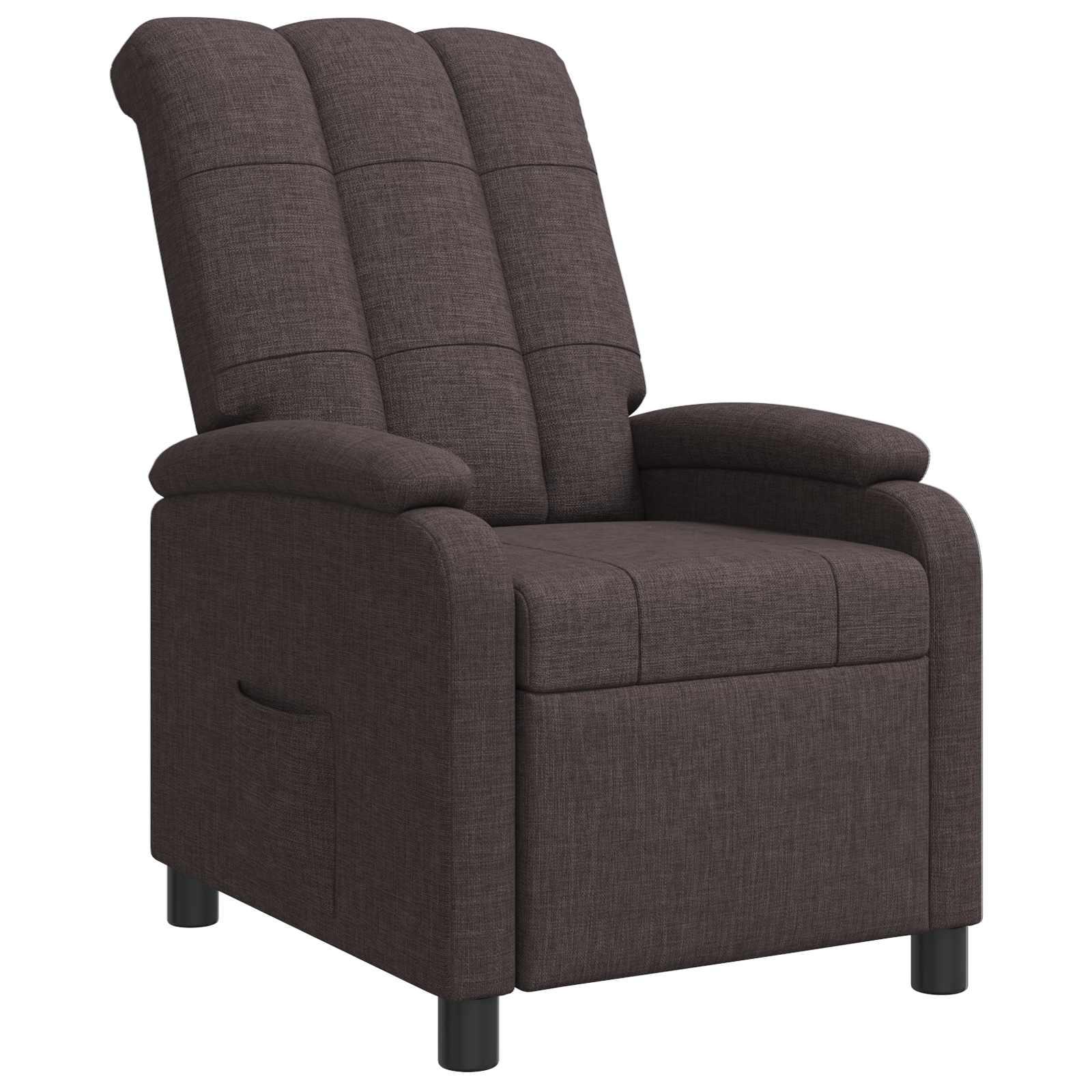 Recliner lænestol i mørk brun stof