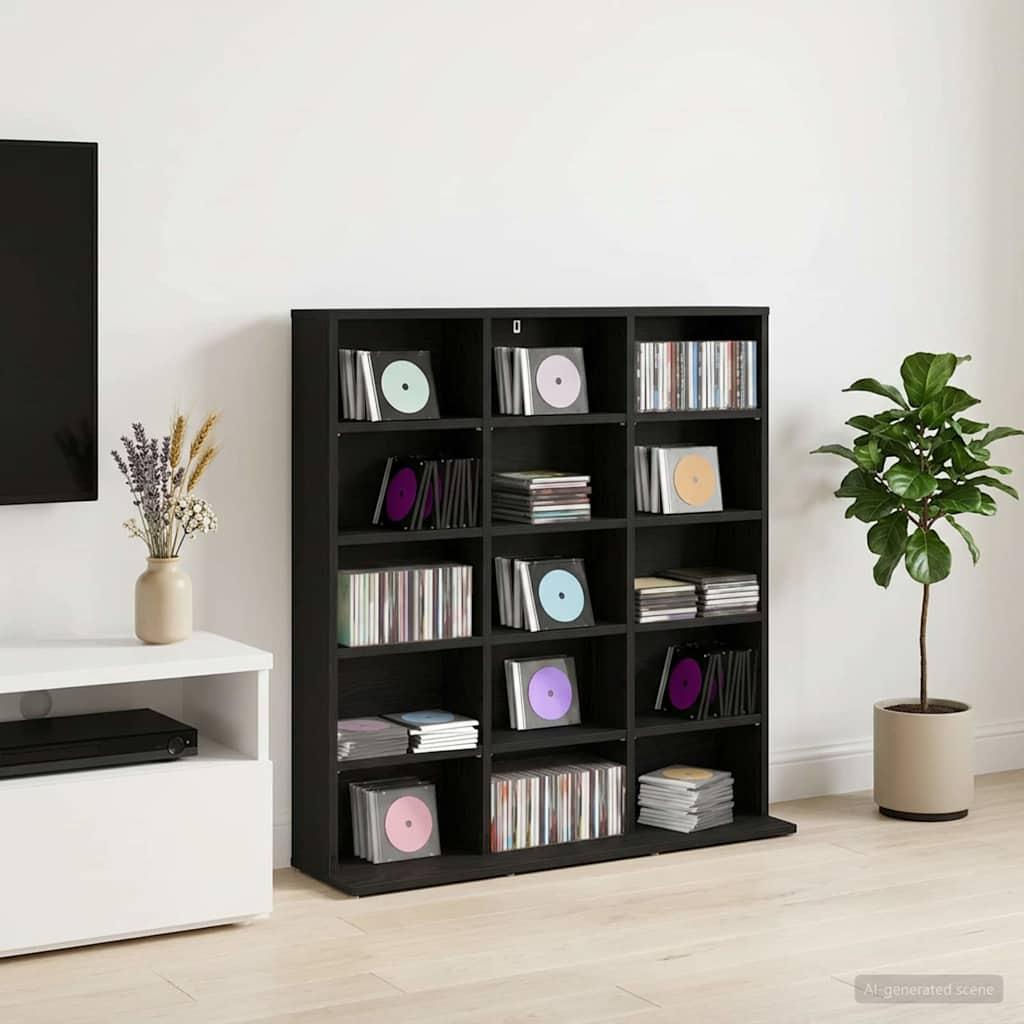 CD skab i sort eg 96 x 23,5 x 97,5 cm med 12 hylder