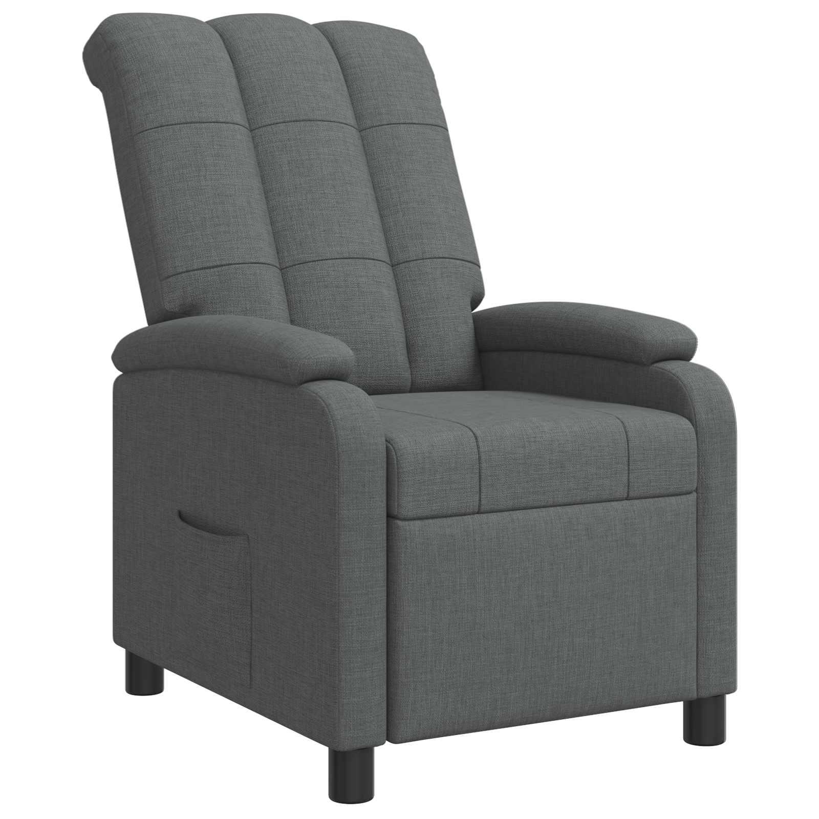 Recliner lænestol i mørkegrå stof med justerbar læneposition