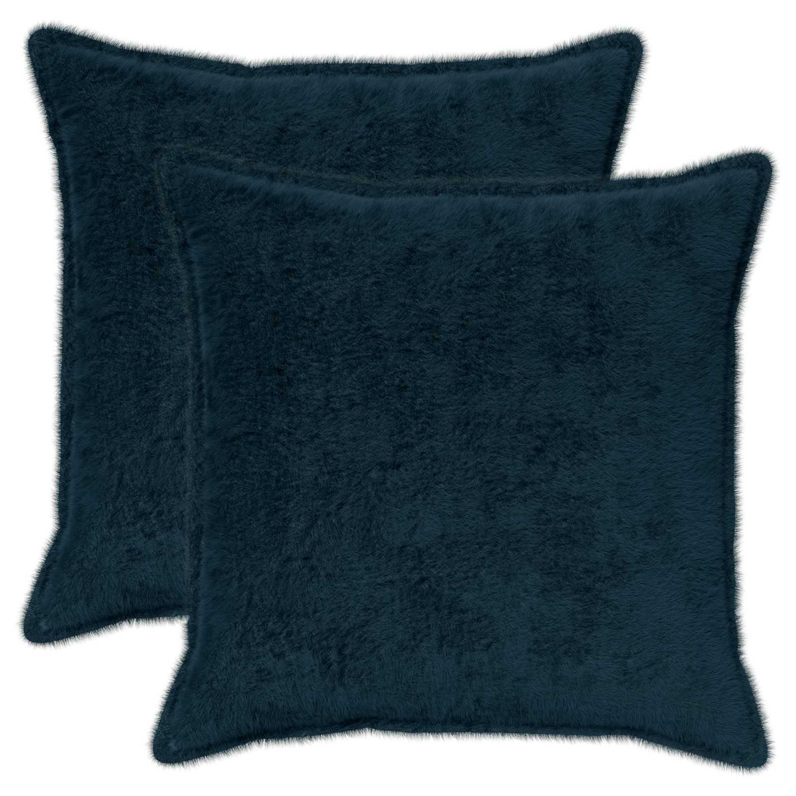 Pudebetræk 2 stk. HOUTEN mørkeblå 80 x 80 cm i faux kaninpels
