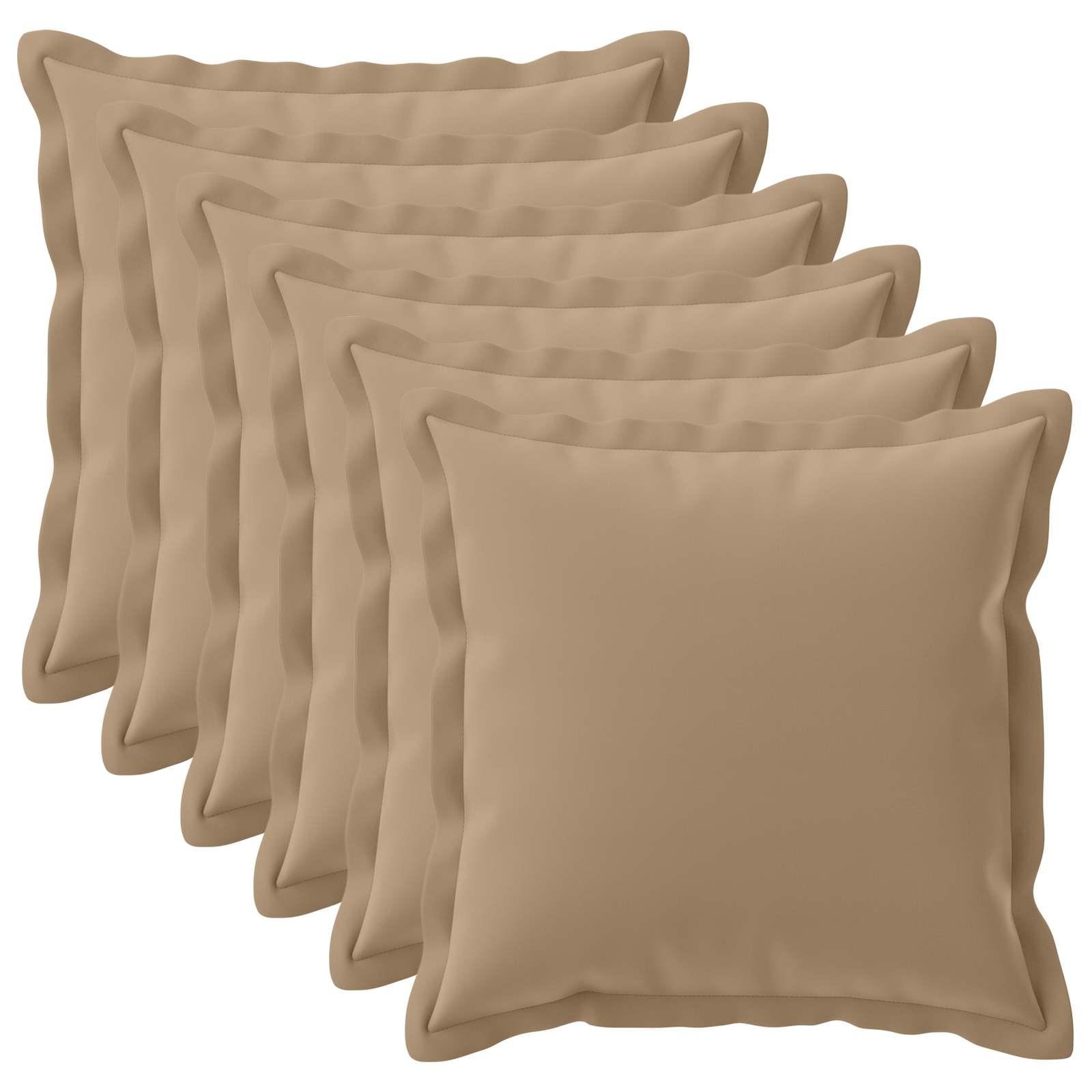 Pudebetræk HOUTEN 6 stk. gråbrun 80 x 80 cm i polyester