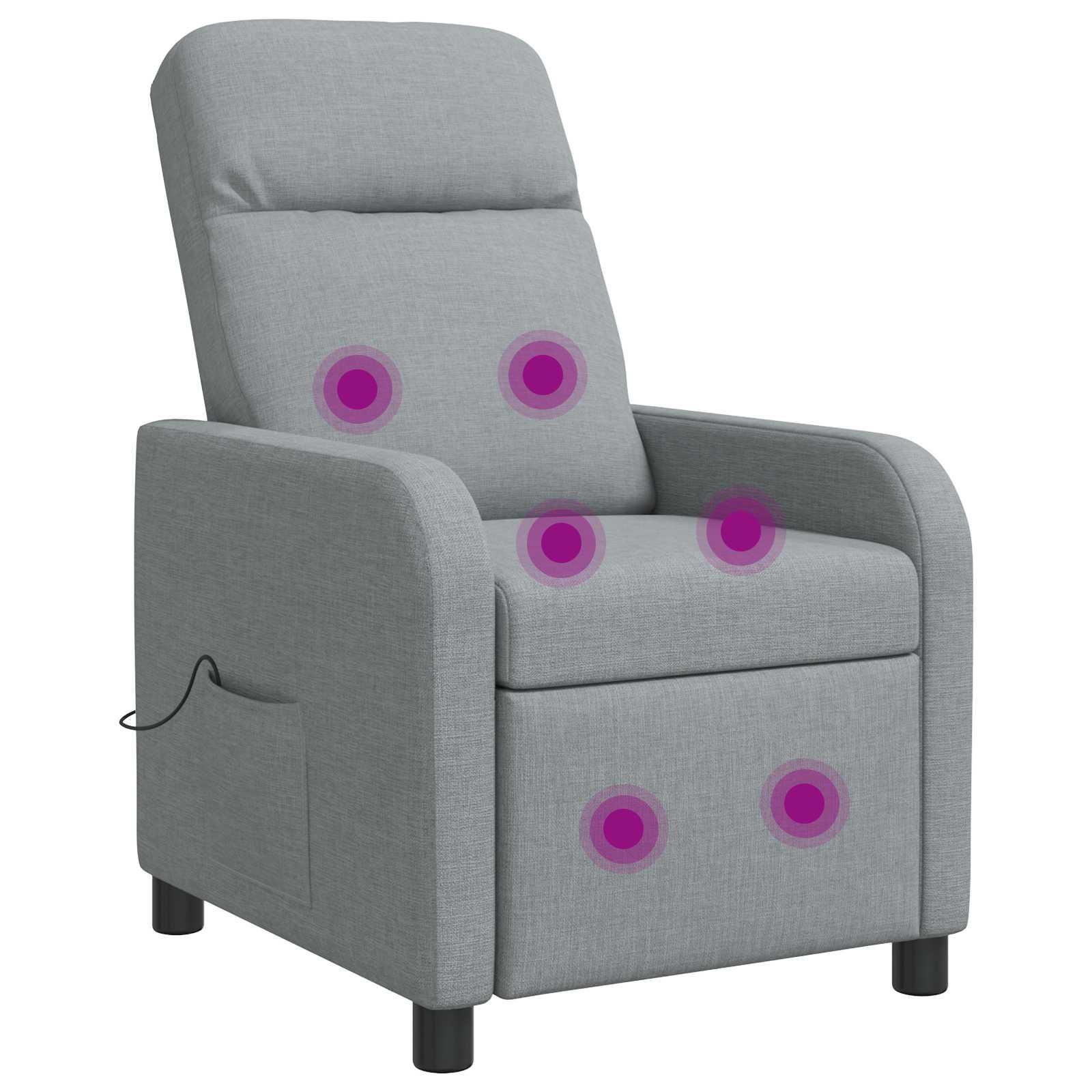 Massage lænestol med reclinerfunktion i lysegrå stof