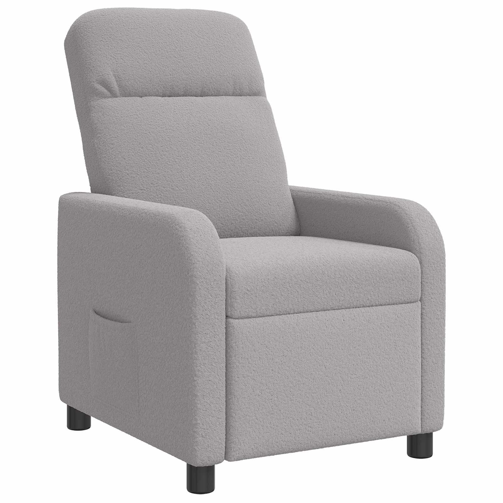 Recliner lænestol i lysegrå bouclé