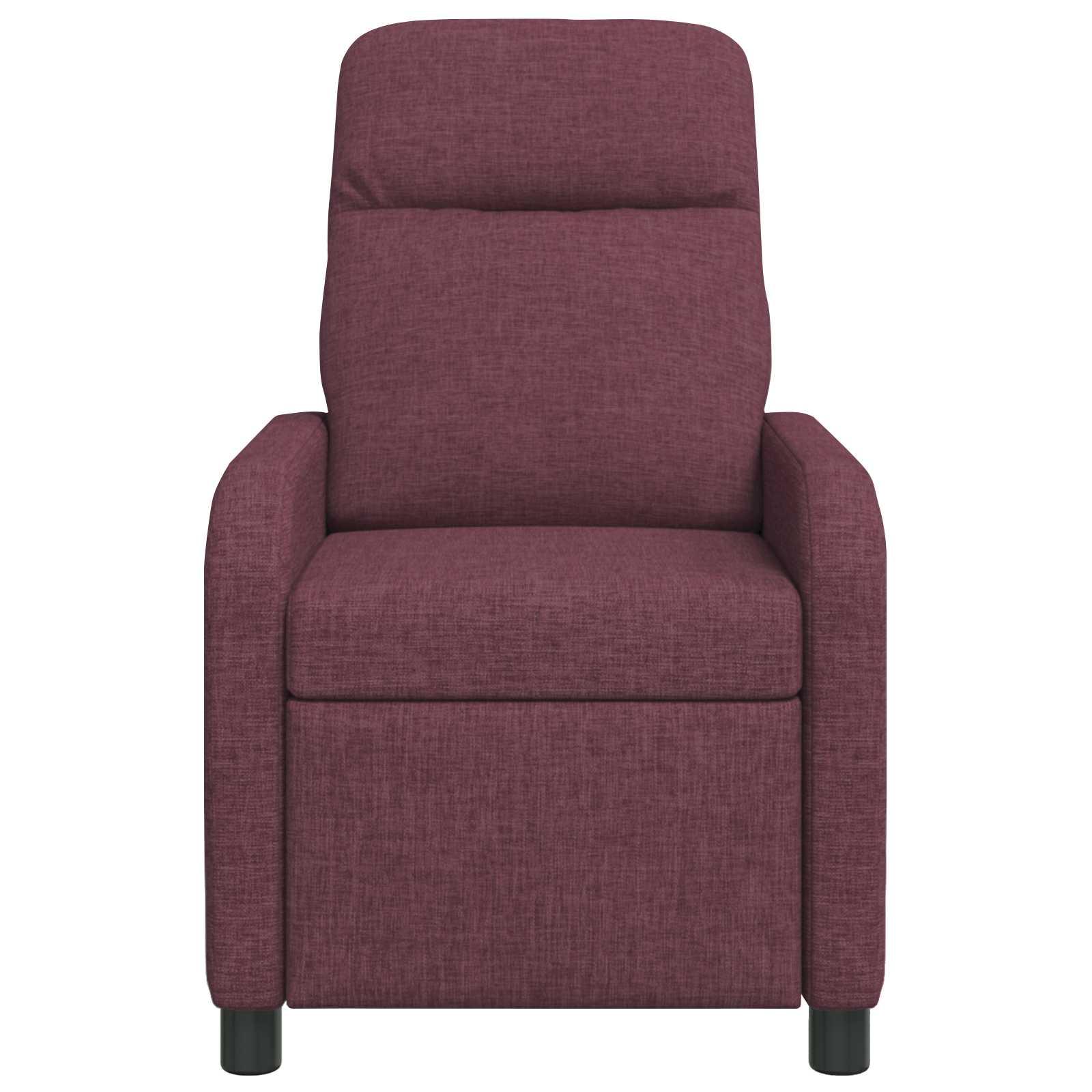 Recliner lænestol i lilla stof med justerbar ryg