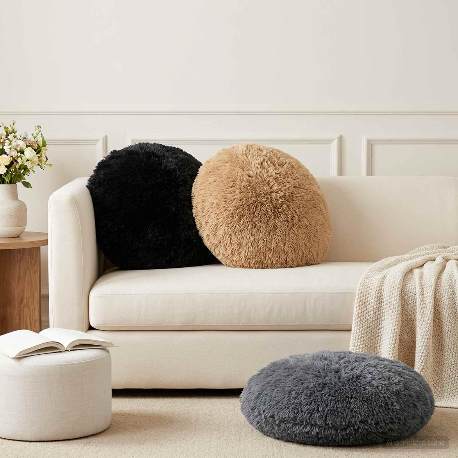 Pudebetræk 6 stk HEERLEN sort Ø 50 cm i PV fleece