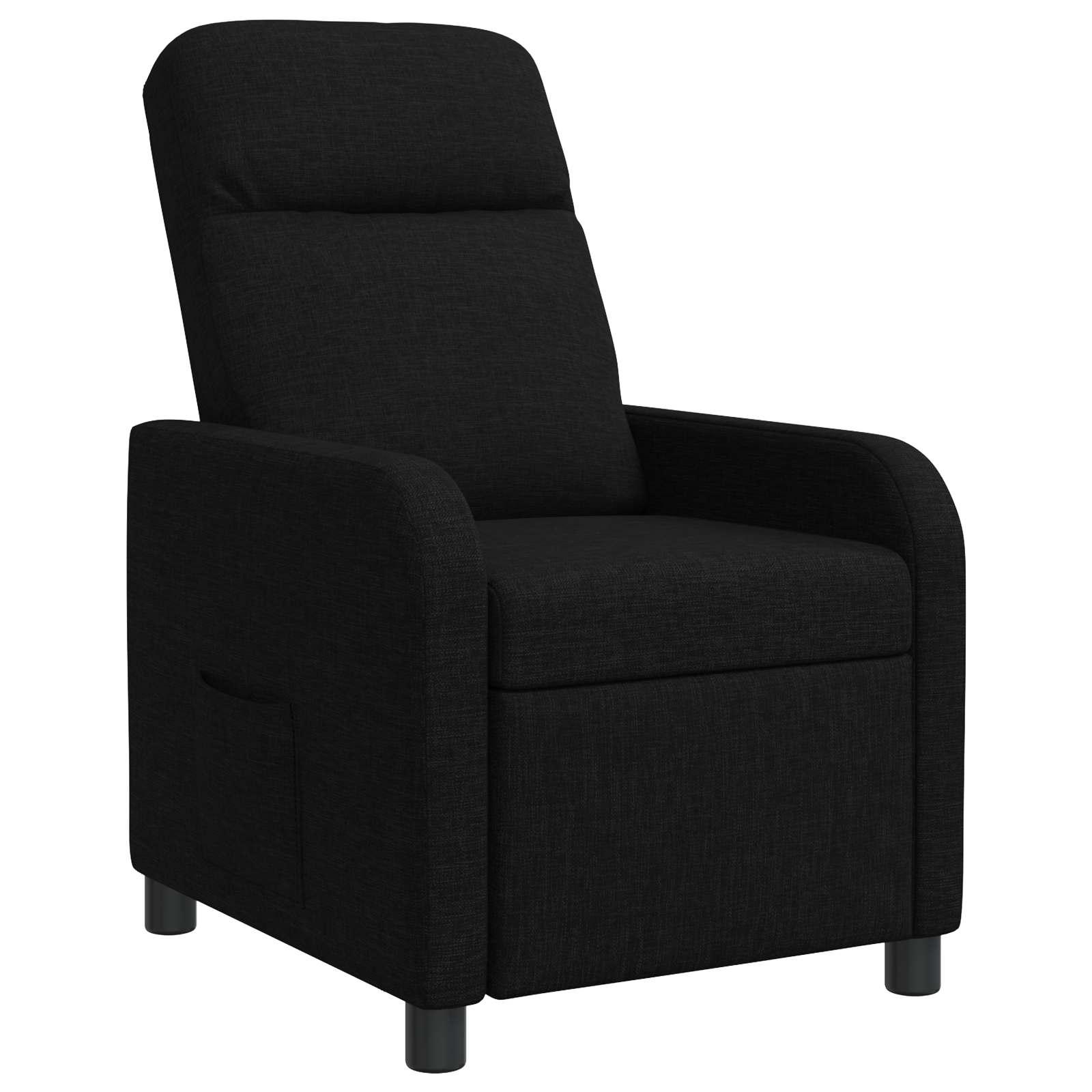 Recliner lænestol i sort stof med justerbar ryg
