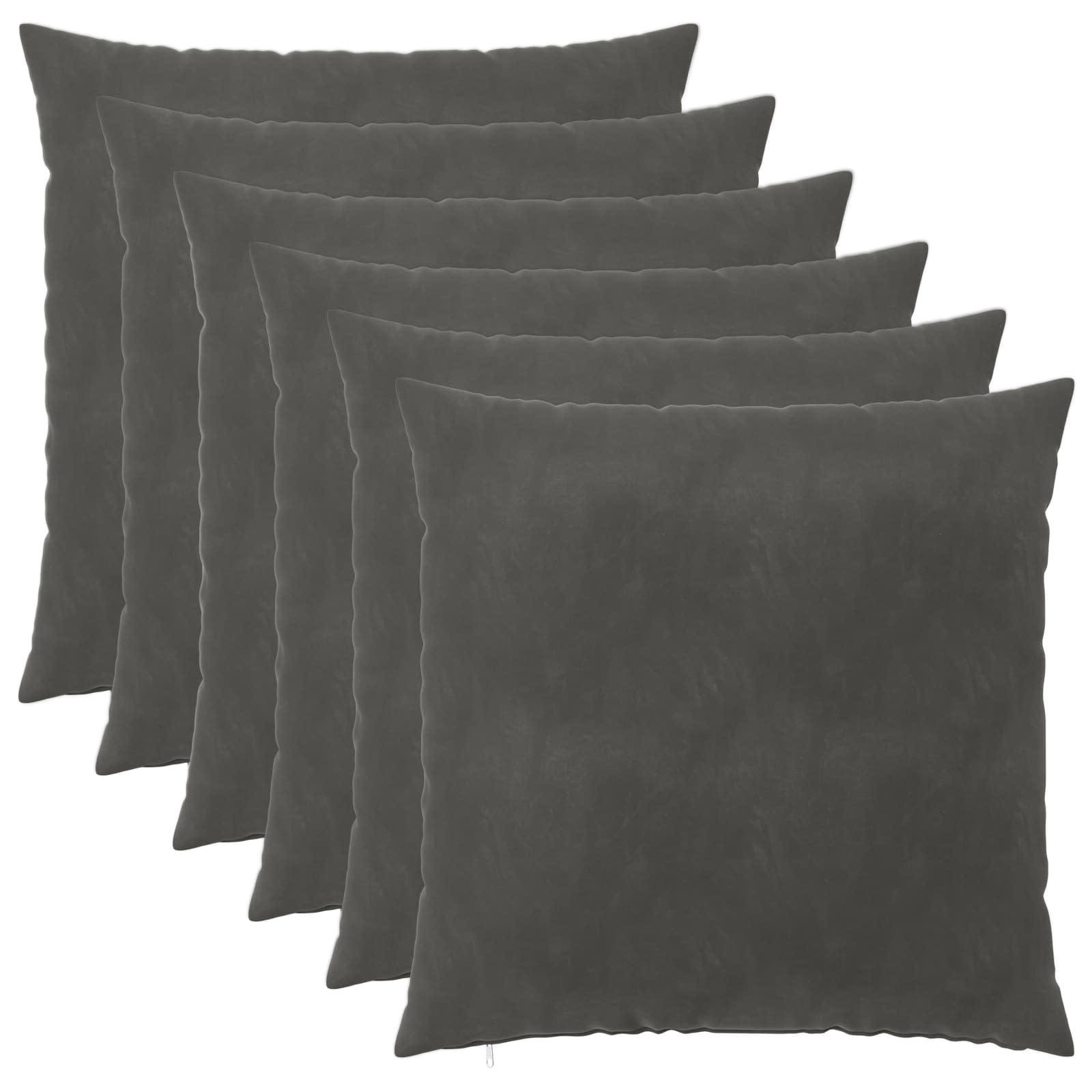 Pudebetræk HEERLEN 6 stk mørkegrå 60 x 60 cm i fløjl