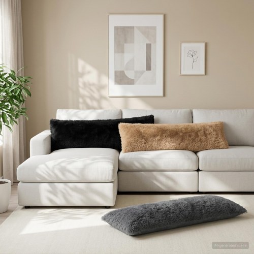 Pudebetræk HEERLEN gråbrun 40 x 145 cm i PV fleece