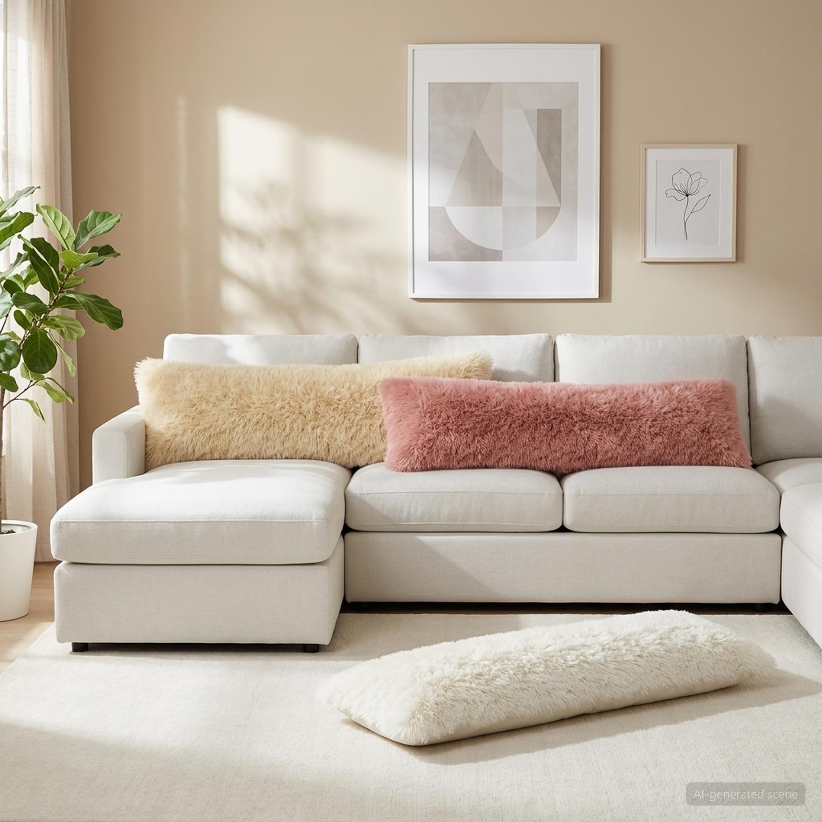 Pudebetræk HEERLEN hvid 40 x 145 cm i PV fleece