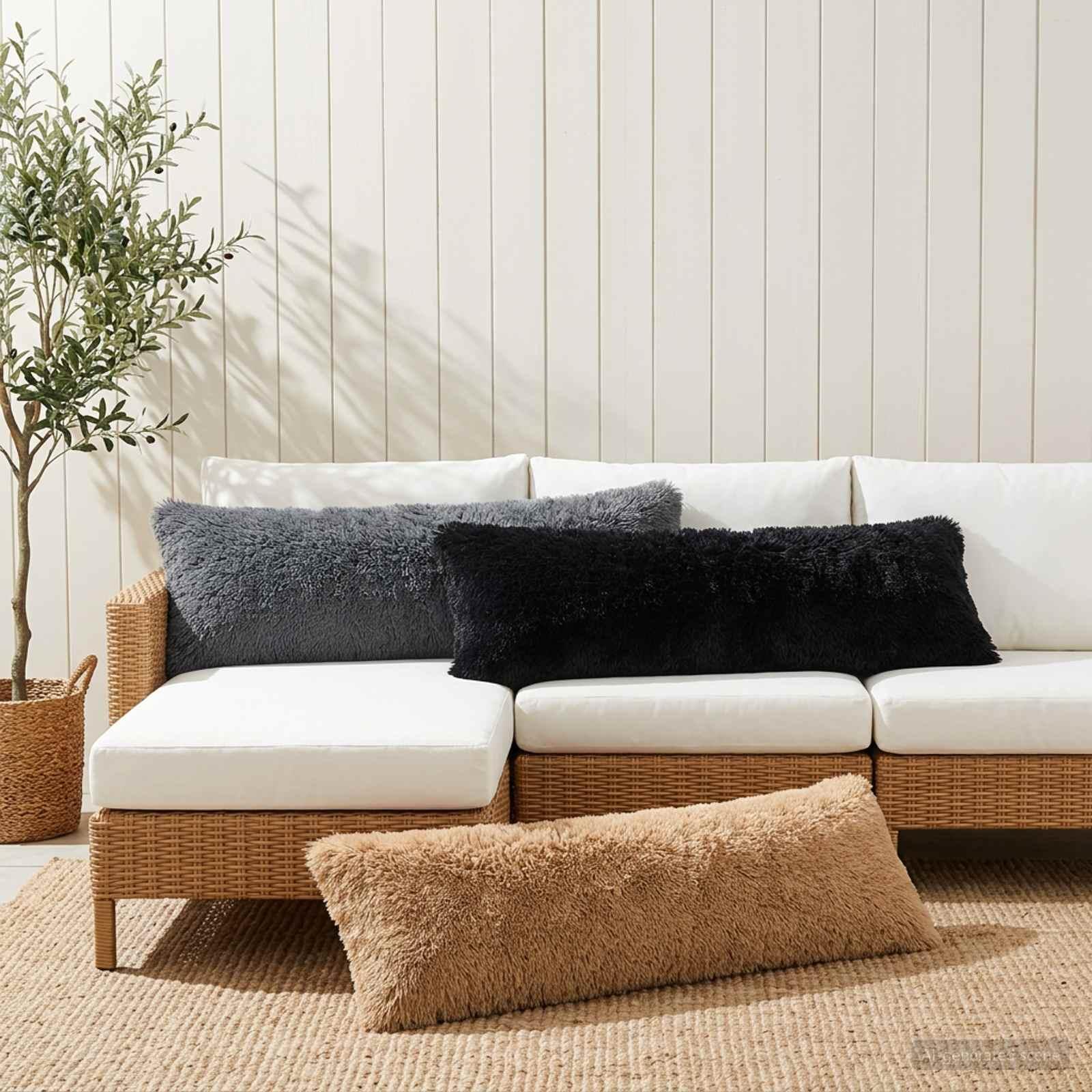 Pudebetræk HEERLEN sort 40 x 145 cm i PV fleece