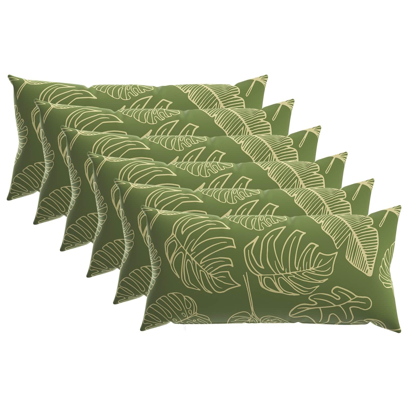 Pudebetræk HEERLEN 6 stk bladdesign 40 x 80 cm i polyester