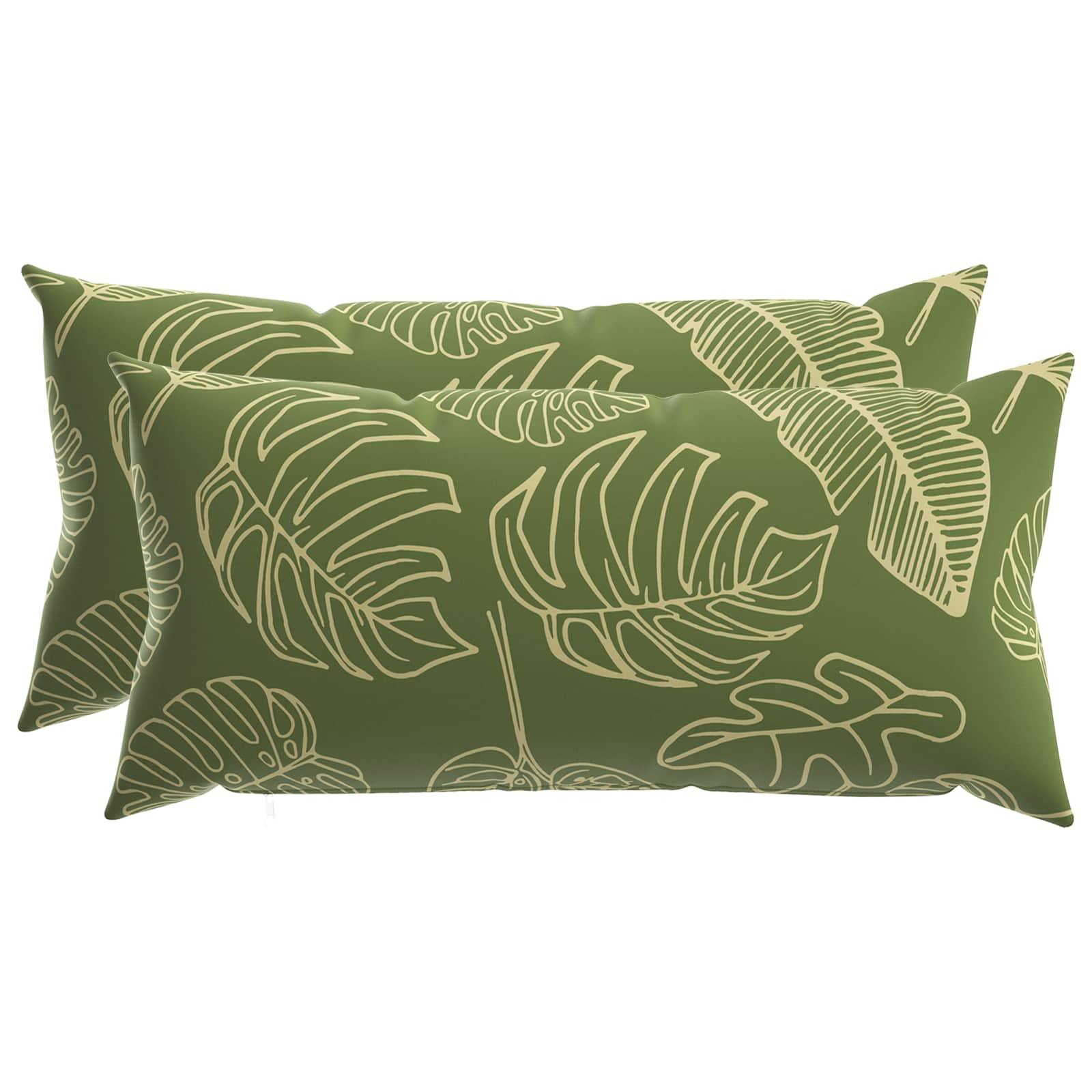 Pudebetræk 2 stk HEERLEN med bladdesign 40 x 80 cm i polyester
