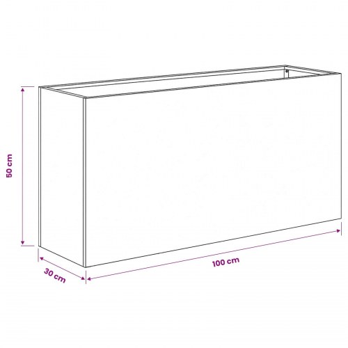 Blomsterkrukke i koldvalset stål 100 x 30 x 50 cm - antracit