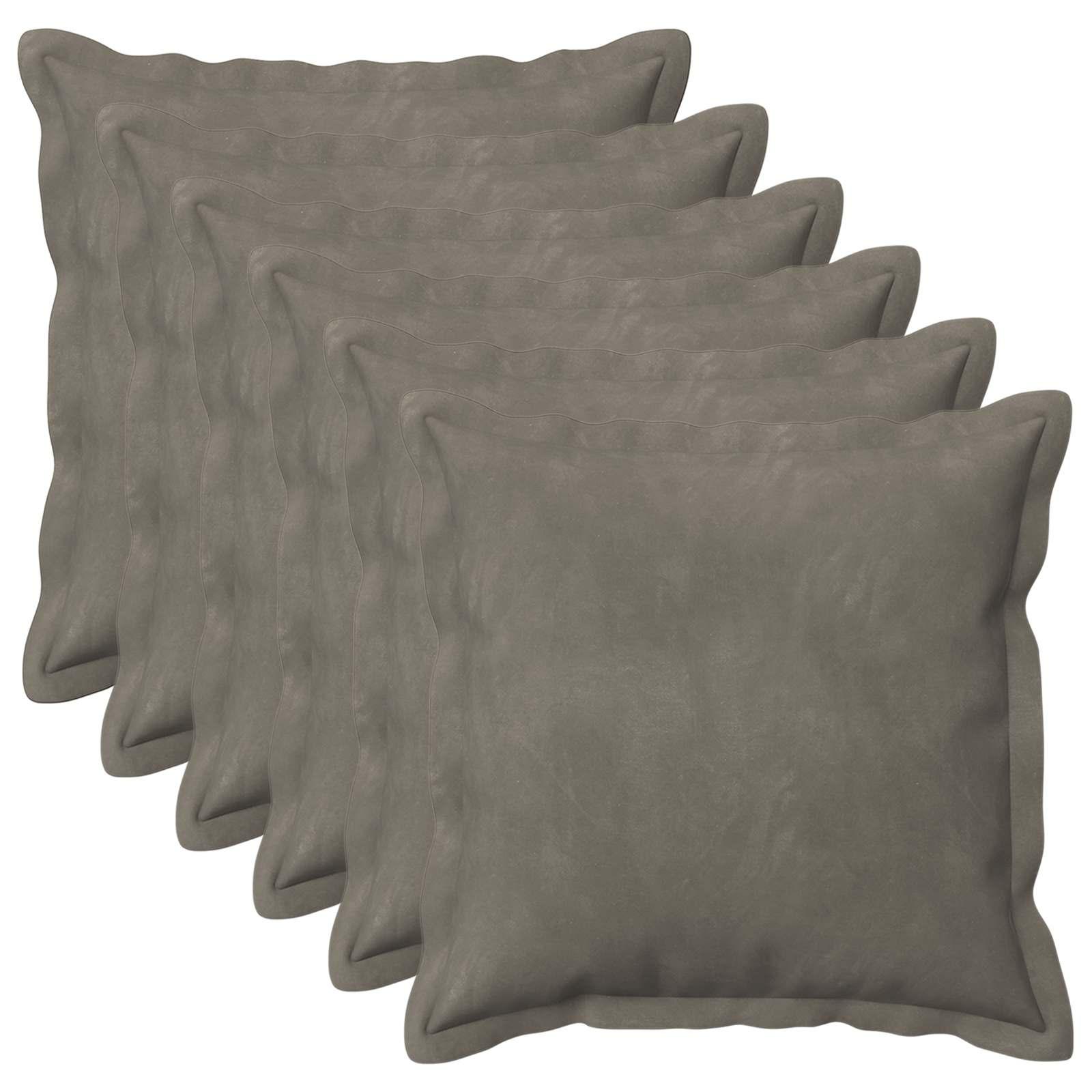 Pudebetræk HOUTEN 6 stk lysegrå 40 x 40 cm i fløjl