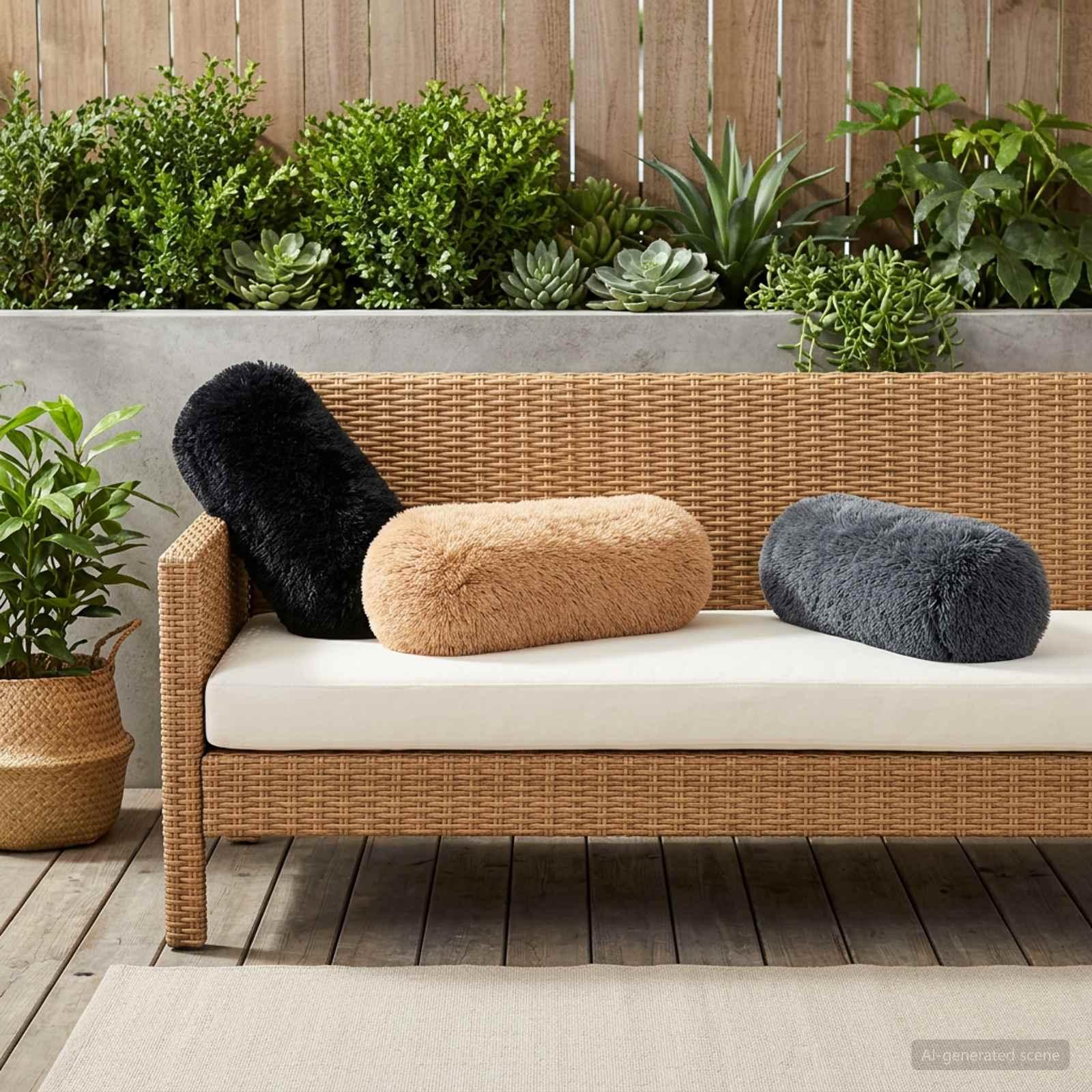 Pudebetræk 6 stk HEERLEN sort Ø 15 x 40 cm i PV fleece