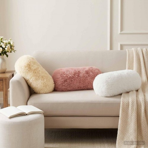Pudebetræk 2 stk HEERLEN cremefarvet Ø 15 x 40 cm i PV fleece