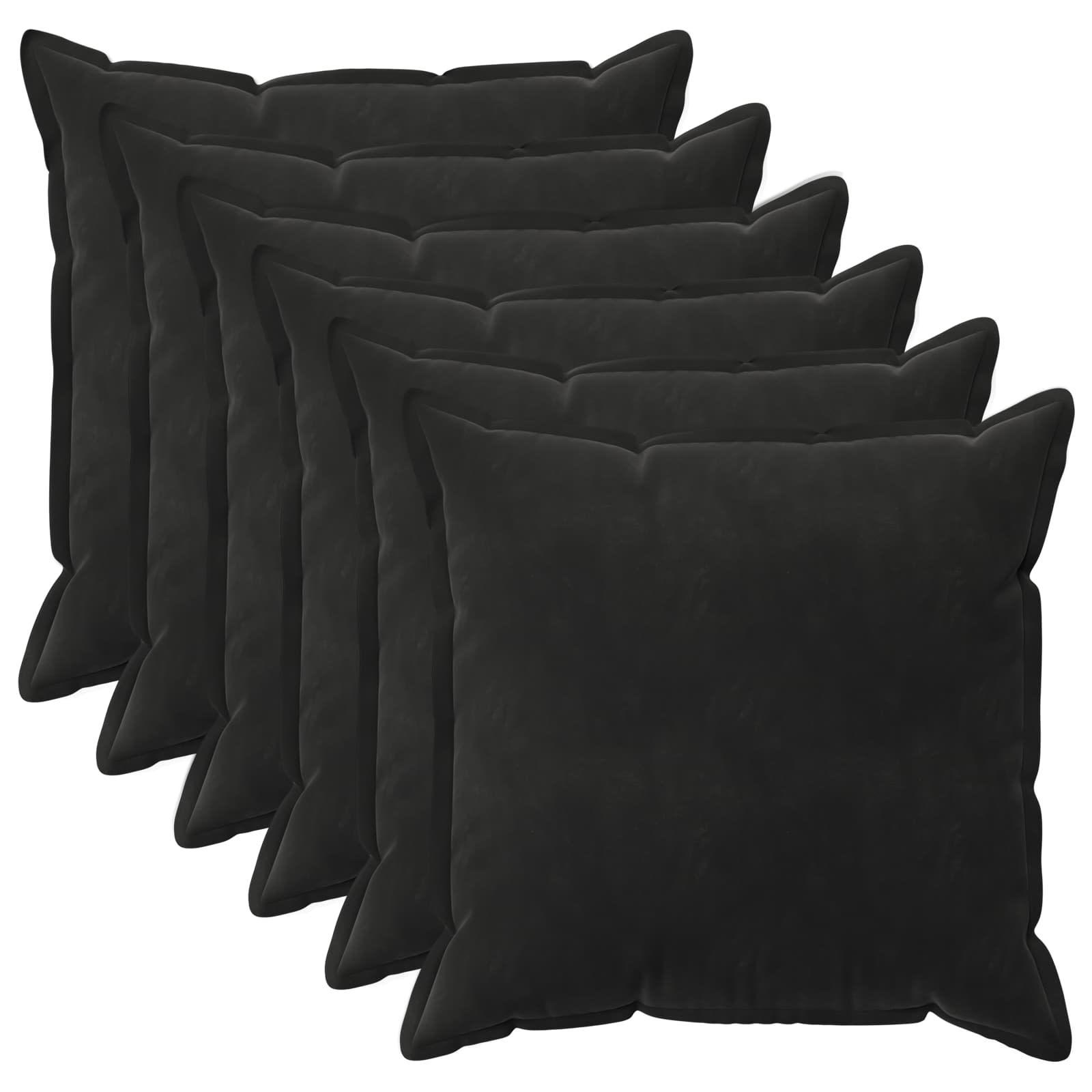 Pudebetræk HOUTEN 6 stk sort 70 x 70 cm i fløjl