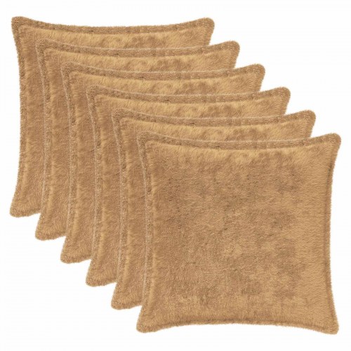 Pudebetræk 6 stk. HOUTEN gråbrun 35 x 35 cm i faux kaninpels